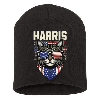 Kamala Harris For President 2024 Funny Cat Graphic Short Acrylic Beanie