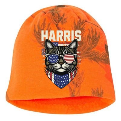 Kamala Harris For President 2024 Funny Cat Graphic Kati - Camo Knit Beanie