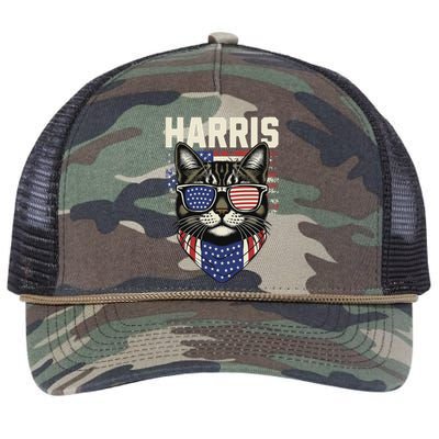 Kamala Harris For President 2024 Funny Cat Graphic Retro Rope Trucker Hat Cap