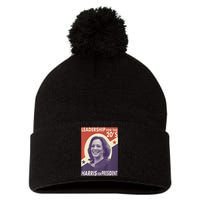 Kamala Harris For President 2024 Harris Retro Vintage Poster Pom Pom 12in Knit Beanie