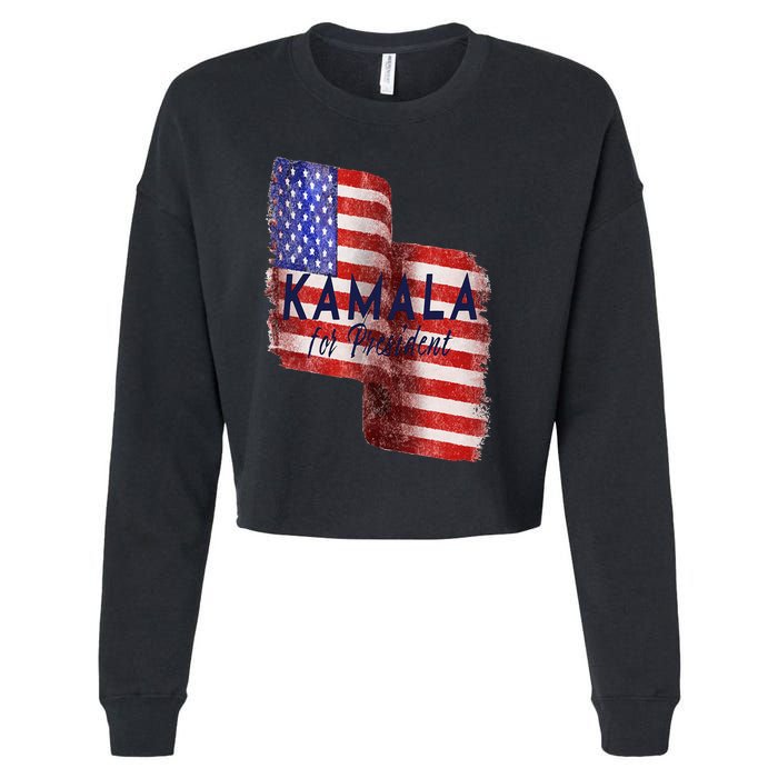 Kamala Harris For President 2024 Madam Vice President Cropped Pullover Crew