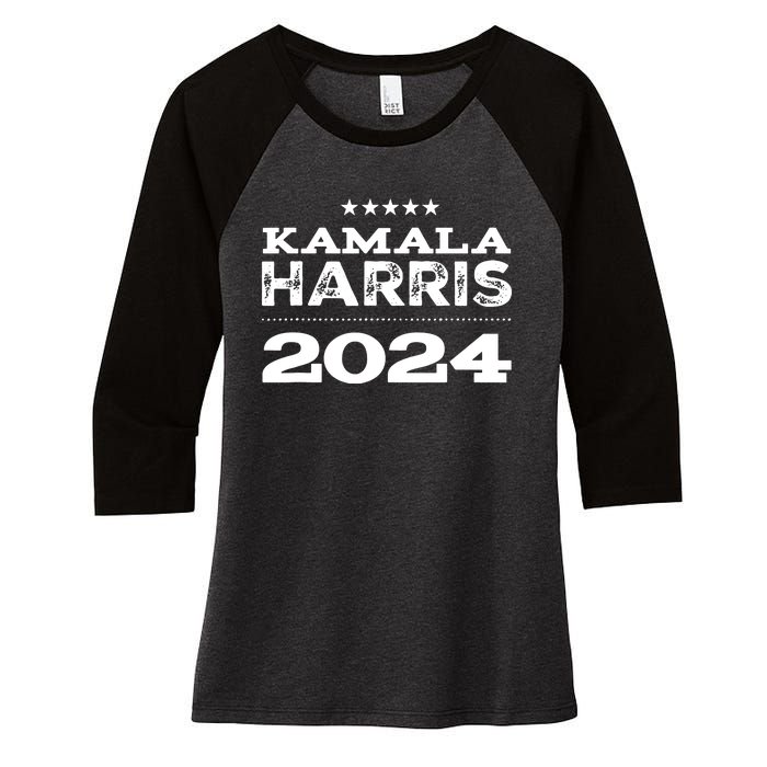 Kamala Harris For President 2024 Women's Tri-Blend 3/4-Sleeve Raglan Shirt