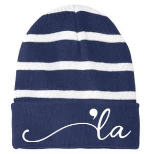 Kamala Harris Funny Comma La Eleciton Striped Beanie with Solid Band