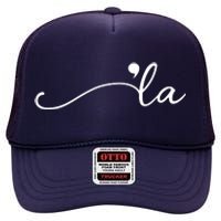 Kamala Harris Funny Comma La Eleciton High Crown Mesh Back Trucker Hat