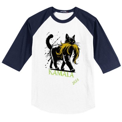 Kamala Harris Funny Retro Childless Cat Lady President 2024 Baseball Sleeve Shirt