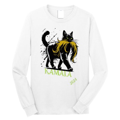 Kamala Harris Funny Retro Childless Cat Lady President 2024 Long Sleeve Shirt