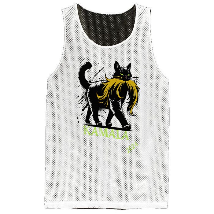 Kamala Harris Funny Retro Childless Cat Lady President 2024 Mesh Reversible Basketball Jersey Tank