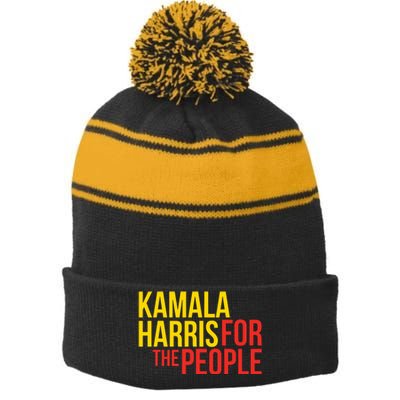 Kamala Harris For The People Kamala Stripe Pom Pom Beanie