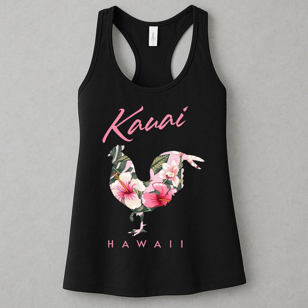 Kauai Hawaii Flower Hibiscus Chicken Lover Souvenir Womens Tank Top