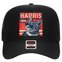 Kamala Harris For President 2024 Katmala Funny Cat High Crown Mesh Back Trucker Hat