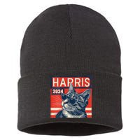 Kamala Harris For President 2024 Katmala Funny Cat Sustainable Knit Beanie