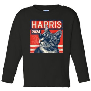 Kamala Harris For President 2024 Katmala Funny Cat Toddler Long Sleeve Shirt