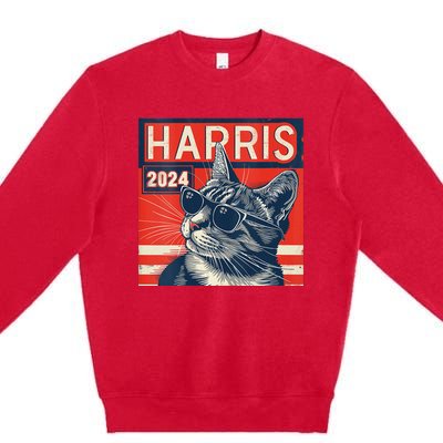 Kamala Harris For President 2024 Katmala Funny Cat Premium Crewneck Sweatshirt