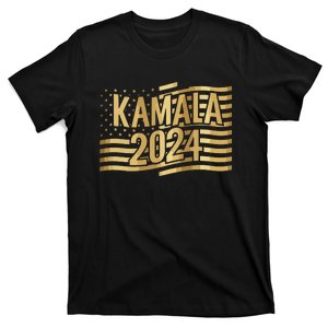 Kamala Harris For President 2024 Gold Flag And Kamala Text T-Shirt