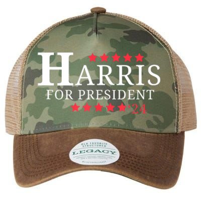 Kamala Harris For President 2024 American Flag Legacy Tie Dye Trucker Hat