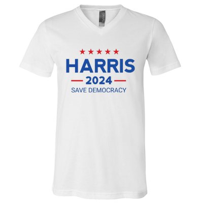 Kamala Harris For President Save Democray 2024 V-Neck T-Shirt