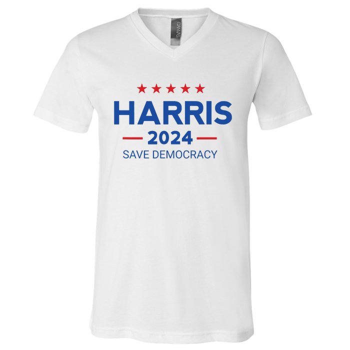 Kamala Harris For President Save Democray 2024 V-Neck T-Shirt