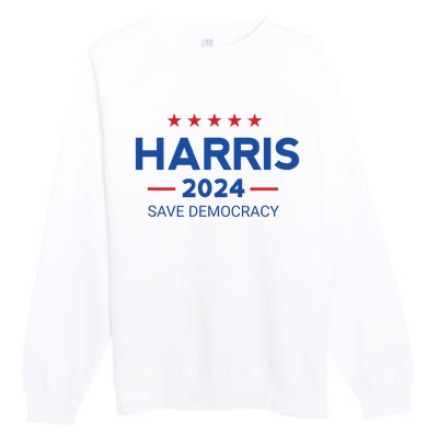 Kamala Harris For President Save Democray 2024 Premium Crewneck Sweatshirt