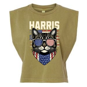 Kamala Harris For President 2024 Funny Cat Lady Graphic Garment-Dyed Women's Muscle Tee