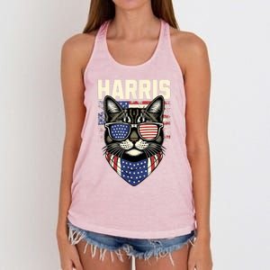 Kamala Harris For President 2024 Funny Cat Lady Graphic Women's Knotted Racerback Tank