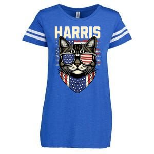 Kamala Harris For President 2024 Funny Cat Lady Graphic Enza Ladies Jersey Football T-Shirt