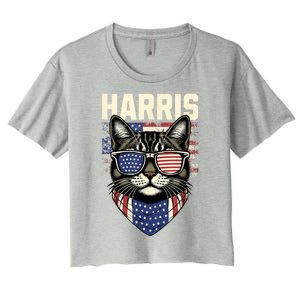 Kamala Harris For President 2024 Funny Cat Lady Graphic Women's Crop Top Tee