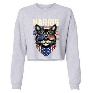 Kamala Harris For President 2024 Funny Cat Lady Graphic Cropped Pullover Crew