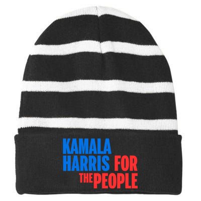 Kamala Harris For The People President 2024 Striped Beanie with Solid Band