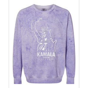 Kamala Harris For Freedom 2024 Campaign Lady Liberty Torch Colorblast Crewneck Sweatshirt