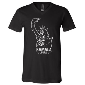 Kamala Harris For Freedom 2024 Campaign Lady Liberty Torch V-Neck T-Shirt