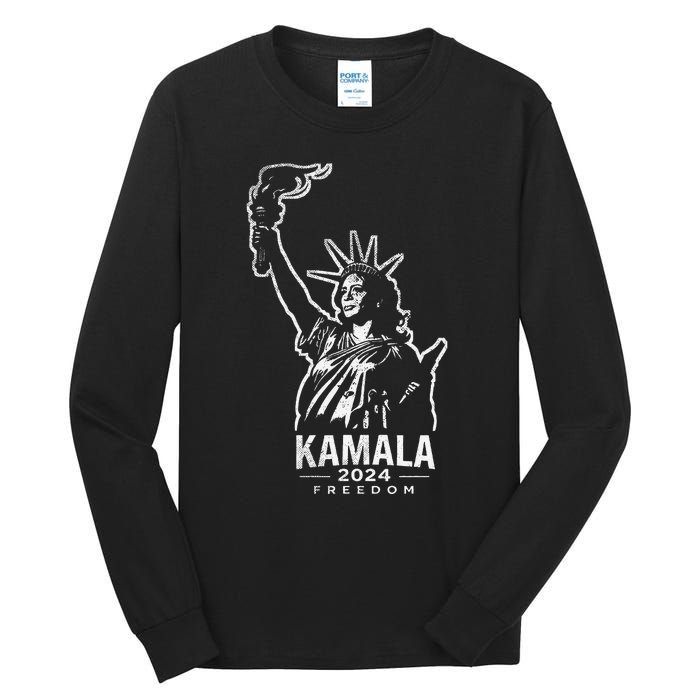 Kamala Harris For Freedom 2024 Campaign Lady Liberty Torch Tall Long Sleeve T-Shirt