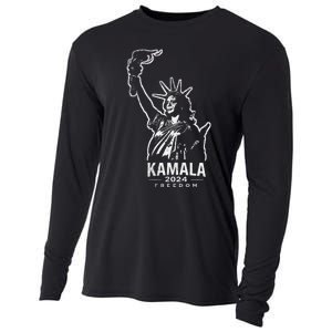 Kamala Harris For Freedom 2024 Campaign Lady Liberty Torch Cooling Performance Long Sleeve Crew