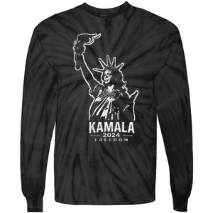 Kamala Harris For Freedom 2024 Campaign Lady Liberty Torch Tie-Dye Long Sleeve Shirt