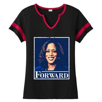 Kamala Harris Forward 2024 Presidential Election Ladies Halftime Notch Neck Tee