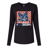 Kamala Harris For President 2024 Katmala Funny Cat Womens Cotton Relaxed Long Sleeve T-Shirt