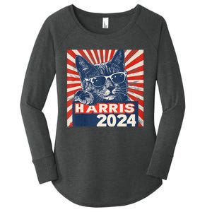 Kamala Harris For President 2024 Katmala Funny Cat Women's Perfect Tri Tunic Long Sleeve Shirt