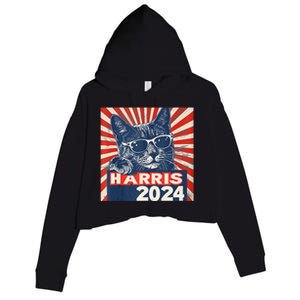 Kamala Harris For President 2024 Katmala Funny Cat Crop Fleece Hoodie