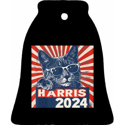 Kamala Harris For President 2024 Katmala Funny Cat Ceramic Bell Ornament