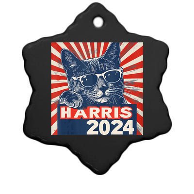 Kamala Harris For President 2024 Katmala Funny Cat Ceramic Star Ornament