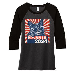 Kamala Harris For President 2024 Katmala Funny Cat Women's Tri-Blend 3/4-Sleeve Raglan Shirt