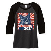 Kamala Harris For President 2024 Katmala Funny Cat Women's Tri-Blend 3/4-Sleeve Raglan Shirt