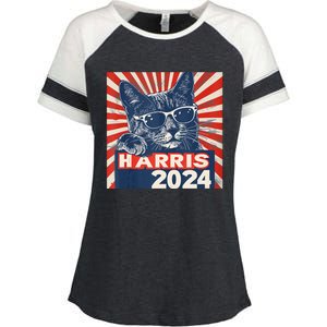 Kamala Harris For President 2024 Katmala Funny Cat Enza Ladies Jersey Colorblock Tee