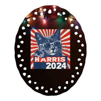 Kamala Harris For President 2024 Katmala Funny Cat Ceramic Oval Ornament