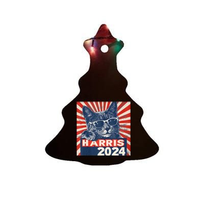 Kamala Harris For President 2024 Katmala Funny Cat Ceramic Tree Ornament