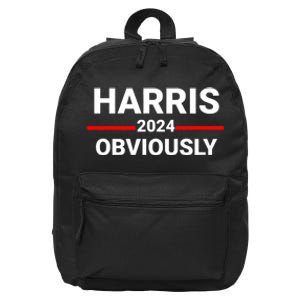 Kamala Harris For President Obviously Harris 2024 Obviously 16 in Basic Backpack