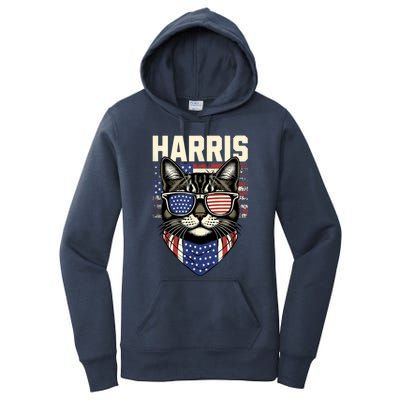 Kamala Harris For President 2024 Funny Cat Graphic Women's Pullover Hoodie