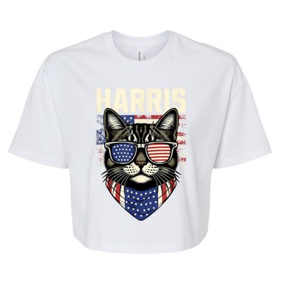 Kamala Harris For President 2024 Funny Cat Graphic Bella+Canvas Jersey Crop Tee