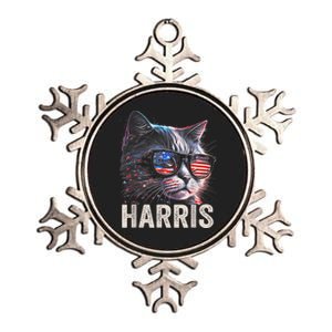 Kamala Harris For President 2024 Funny Cat Graphic Metallic Star Ornament