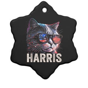 Kamala Harris For President 2024 Funny Cat Graphic Ceramic Star Ornament