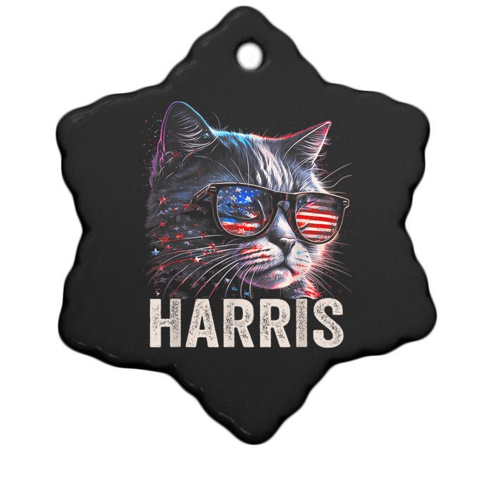 Kamala Harris For President 2024 Funny Cat Graphic Ceramic Star Ornament